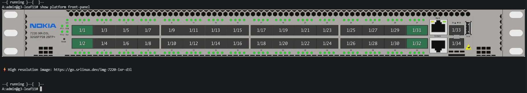 Front panel CLI output